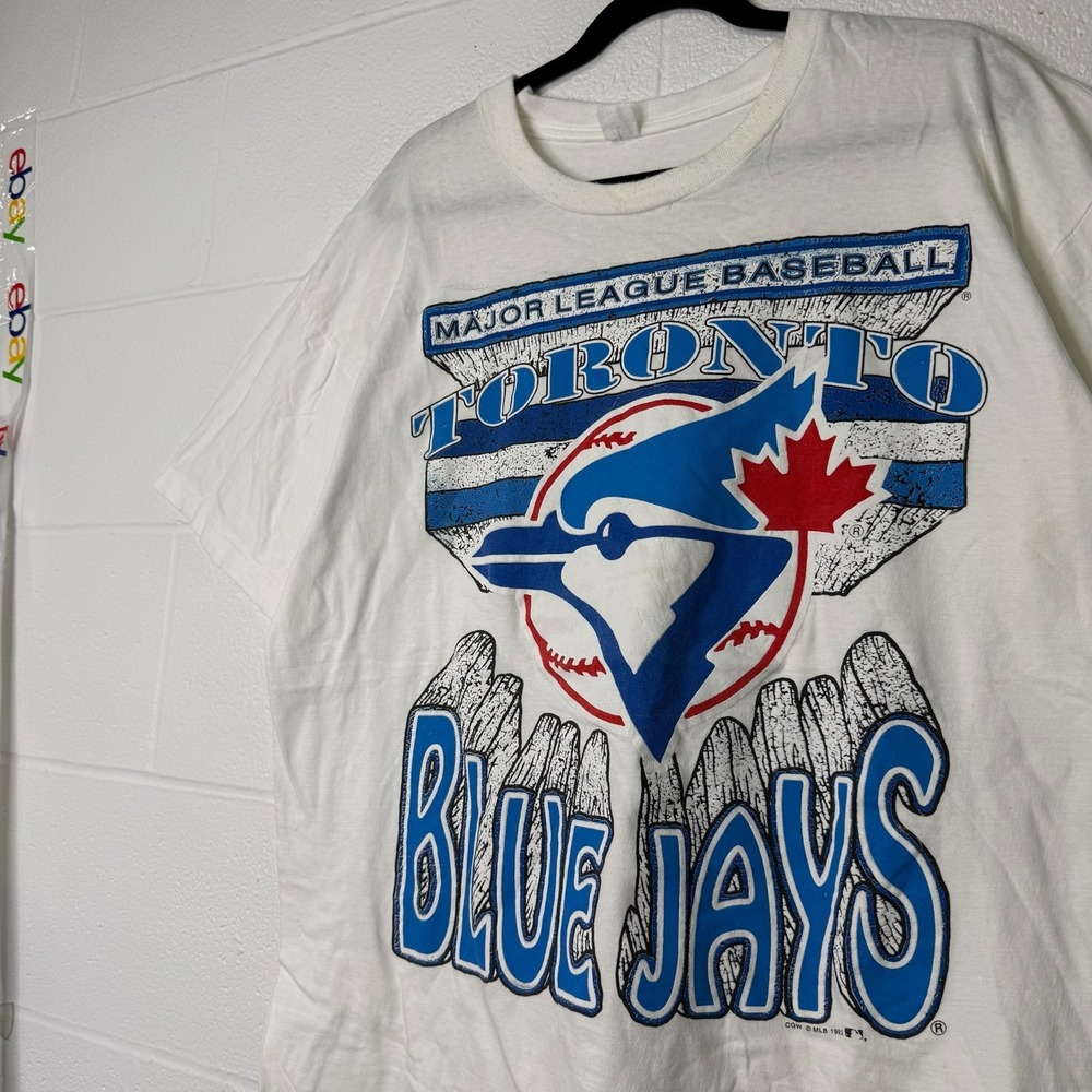 Vintage 90s Toronto Blue Jays MLB Baseball T-Shirt White Sz XL B2699 - Picture 2 of 5